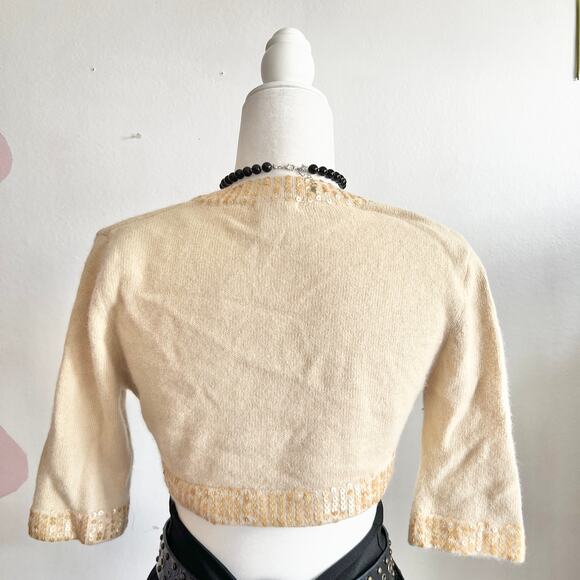 Vintage Y2K Sequin Bolero 2000s Glam Retro Coquette Large - Picture 2 of 6